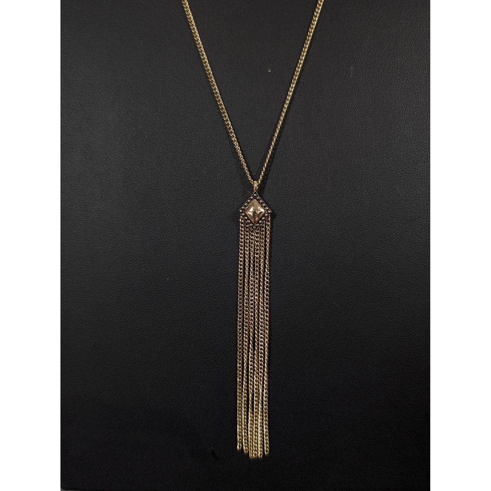 BCBGeneration Gold Tone Long‎ Chain Tassel Pendant Necklace 30" NWT